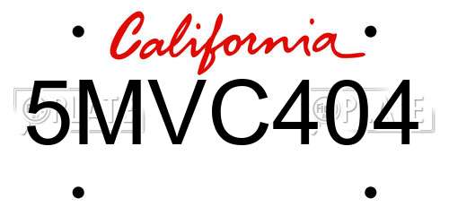 5MVC404 California License Plate