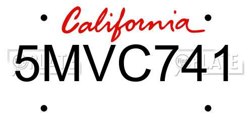 5MVC741 California License Plate