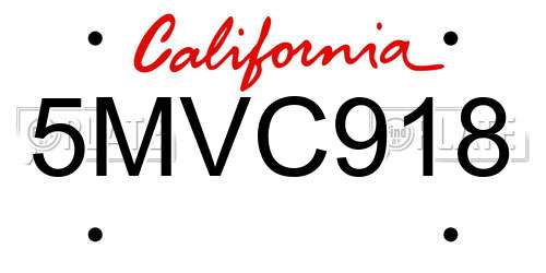 5MVC918 California License Plate
