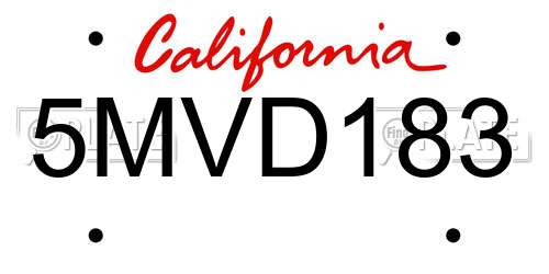 5MVD183 California License Plate