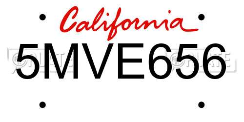 5MVE656 California License Plate