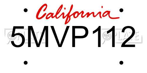 5MVP112 California License Plate