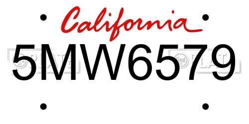 5MW6579 California License Plate