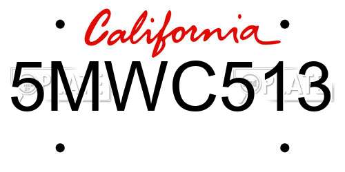 5MWC513 California License Plate