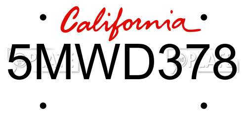 5MWD378 California License Plate