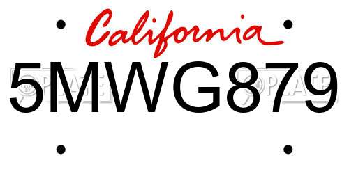 5MWG879 California License Plate