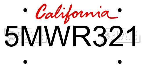 5MWR321 California License Plate