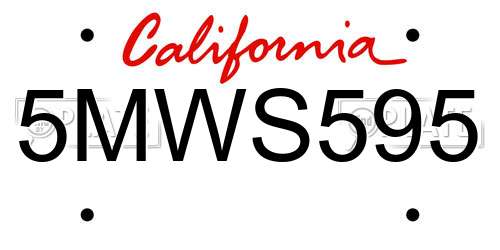 5MWS595 California License Plate