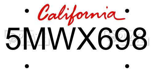 5MWX698 California License Plate