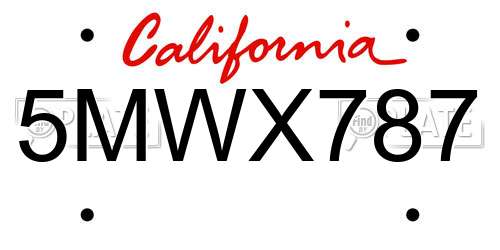5MWX787 California License Plate