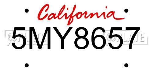 5MY8657 California License Plate
