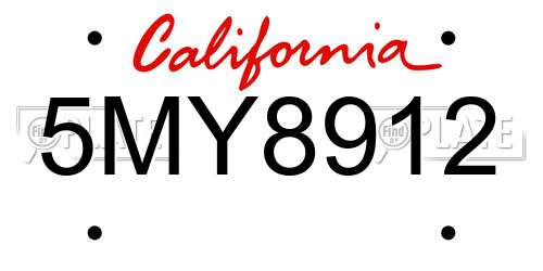 5MY8912 California License Plate