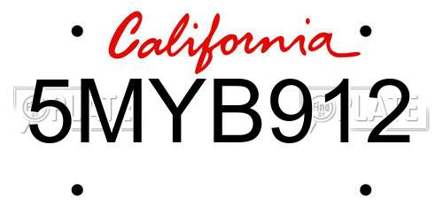 5MYB912 California License Plate