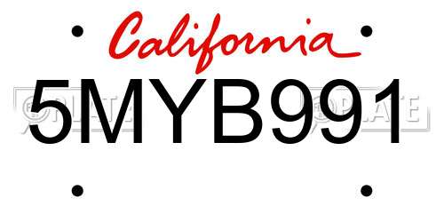 5MYB991 California License Plate
