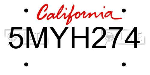 5MYH274 California License Plate