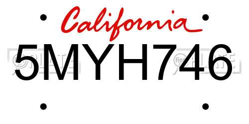 5MYH746 California License Plate
