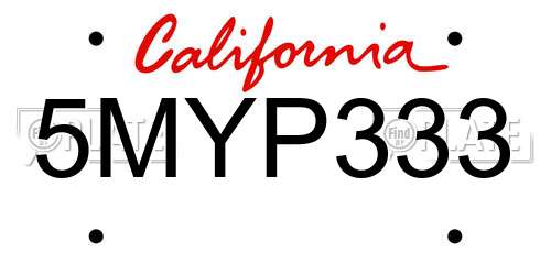 5MYP333 California License Plate