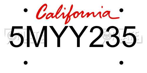 5MYY235 California License Plate