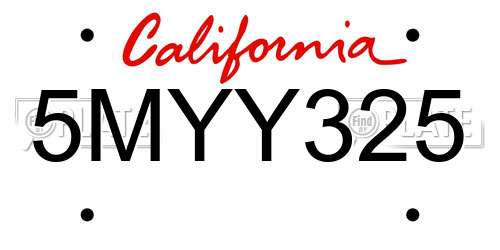 5MYY325 California License Plate