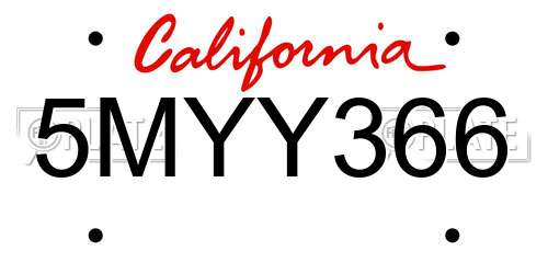 5MYY366 California License Plate