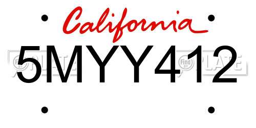5MYY412 California License Plate