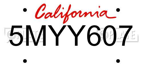 5MYY607 California License Plate