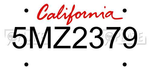 5MZ2379 California License Plate