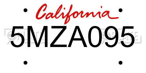 5MZA095 California License Plate