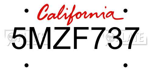 5MZF737 California License Plate