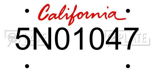5N01047 California License Plate