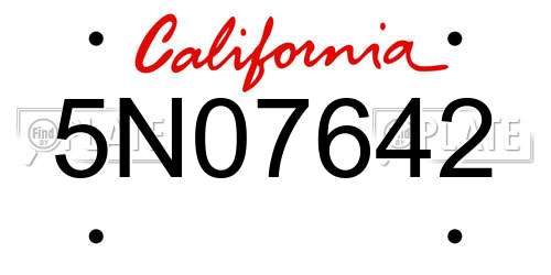5N07642 California License Plate