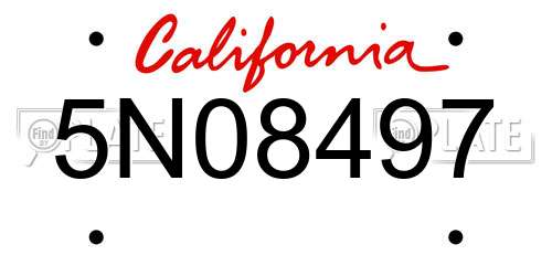5N08497 California License Plate