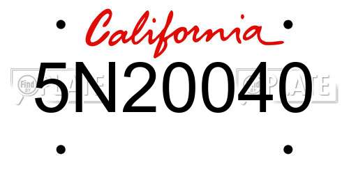 5N20040 California License Plate
