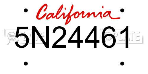5N24461 California License Plate
