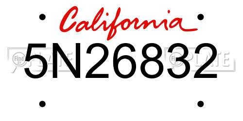 5N26832 California License Plate