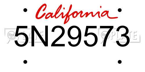 5N29573 California License Plate