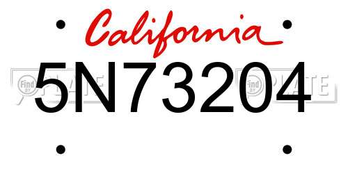 5N73204 California License Plate