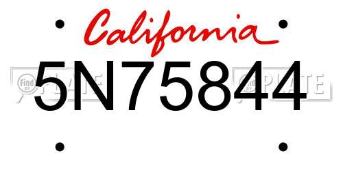 5N75844 California License Plate