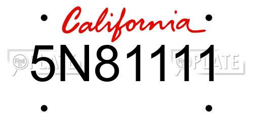 5N81111 California License Plate
