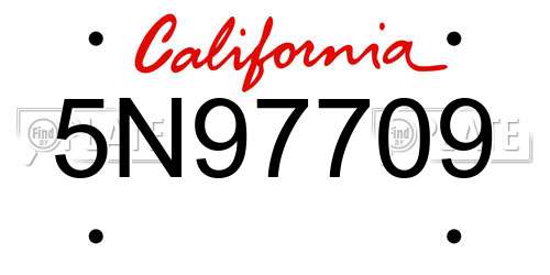 5N97709 California License Plate