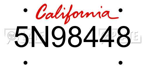 5N98448 California License Plate