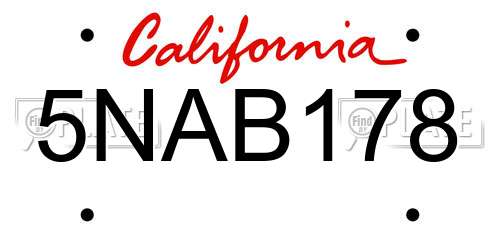 5NAB178 California License Plate