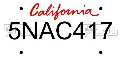 5NAC417 California License Plate