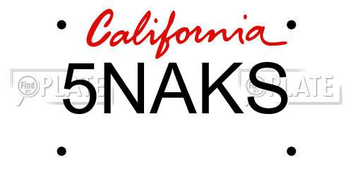 5NAKS California License Plate
