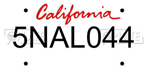 5NAL044 California License Plate