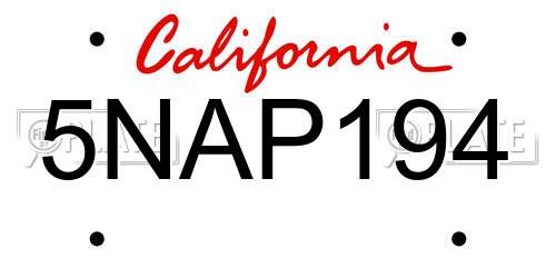 5NAP194 California License Plate