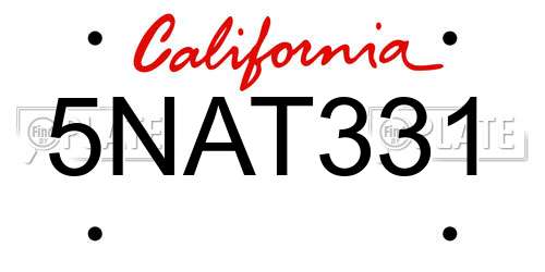 5NAT331 California License Plate
