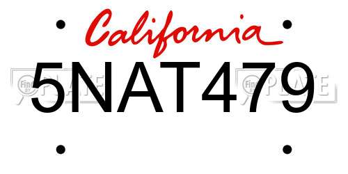 5NAT479 California License Plate