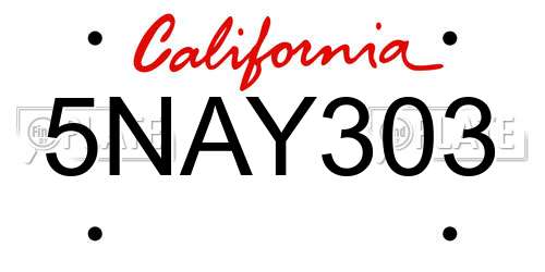 5NAY303 California License Plate