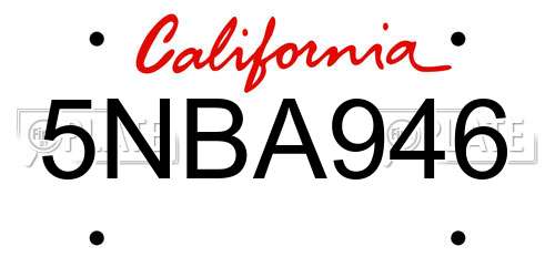 5NBA946 California License Plate
